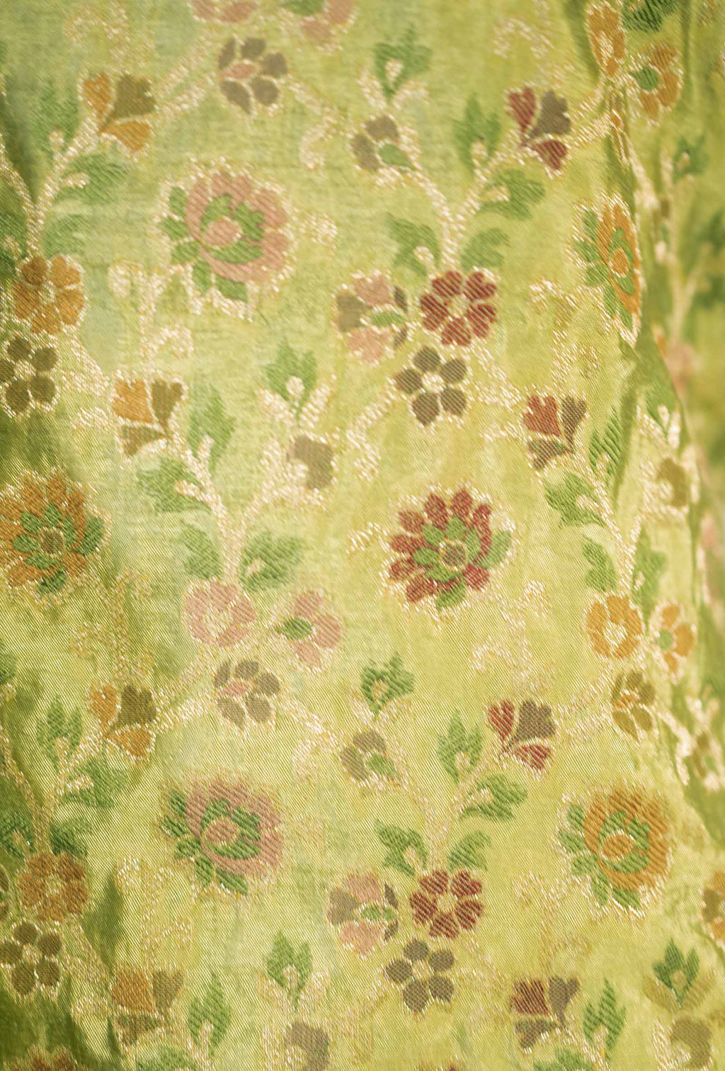 Green Chanderi Printed 3-Piece Suit for Women with Cotton Pant & Chiffon Dupatta