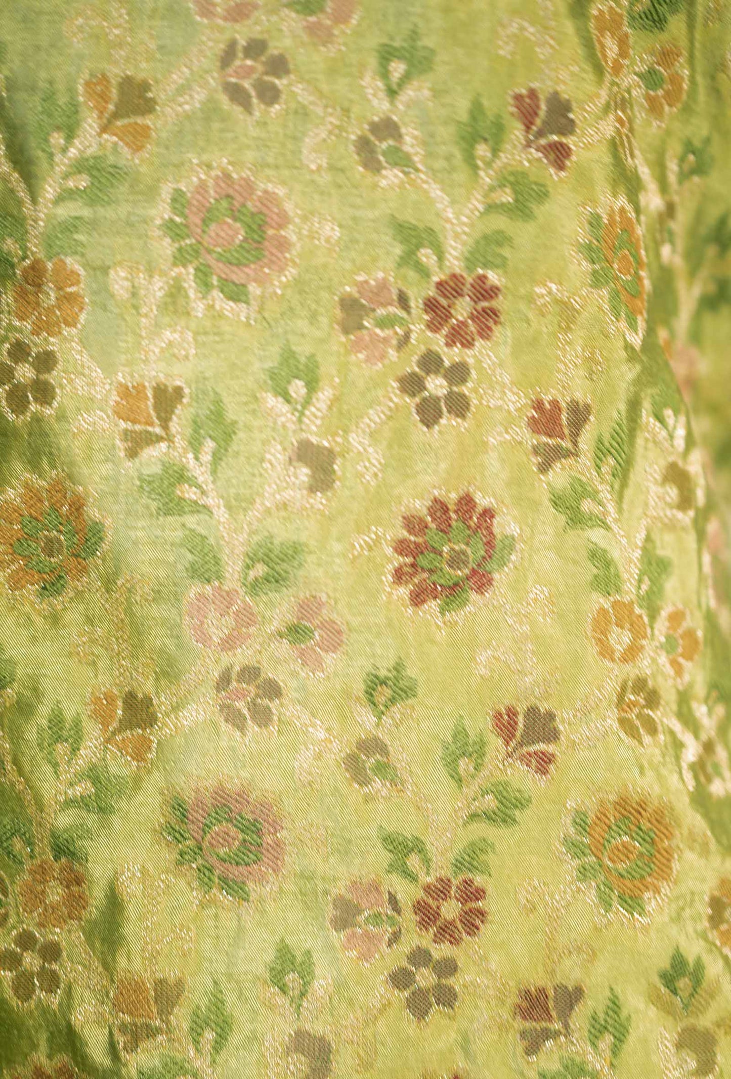 Green Chanderi Printed 3-Piece Suit for Women with Cotton Pant & Chiffon Dupatta