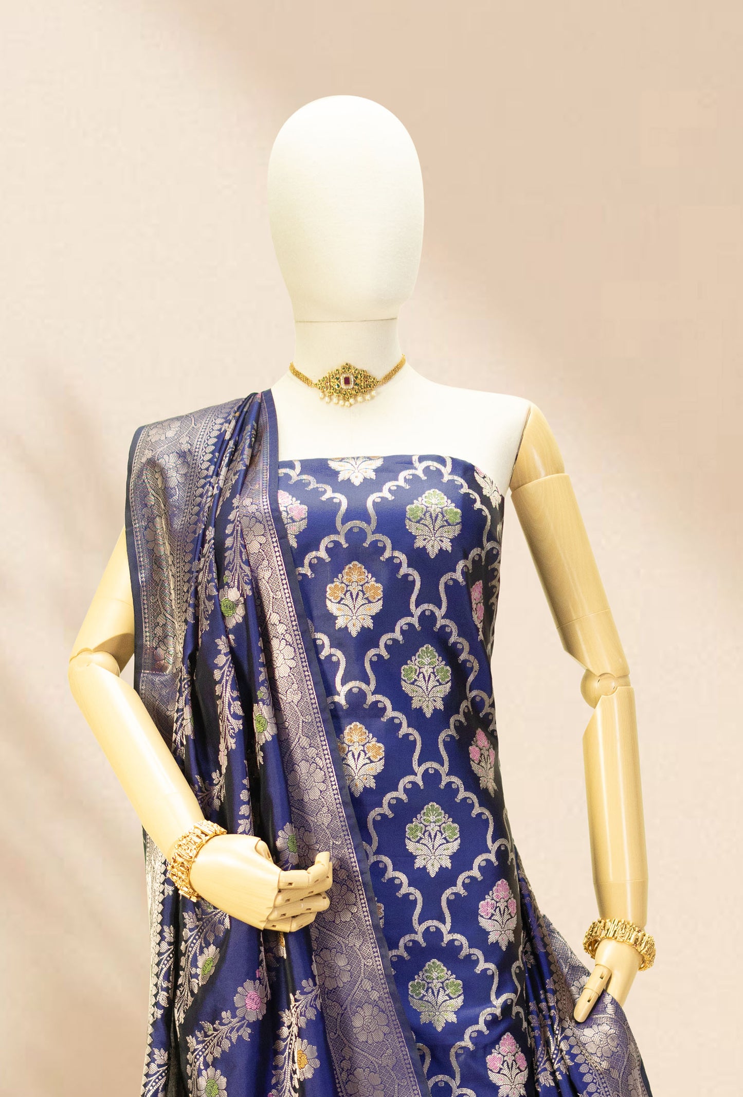 Purple Pure Banarasi Silk 3-Piece Suit for Women – Kurta, Pant & Dupatta