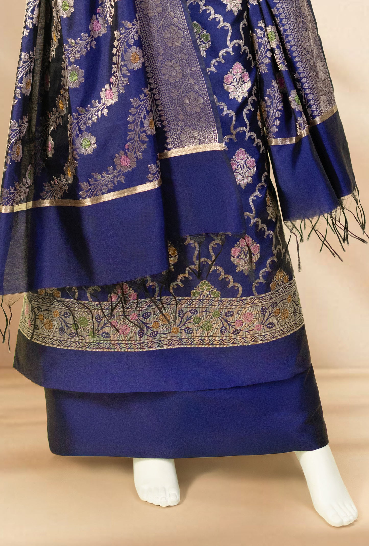 Purple Pure Banarasi Silk 3-Piece Suit for Women – Kurta, Pant & Dupatta