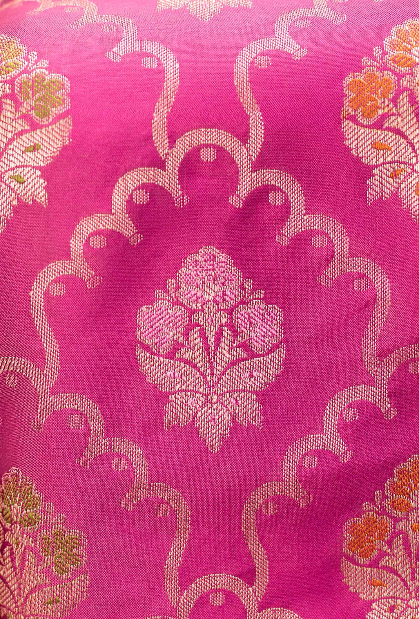 Rani Pink Banarasi Silk 3-Piece Suit Set – Kurta, Pant & Dupatta