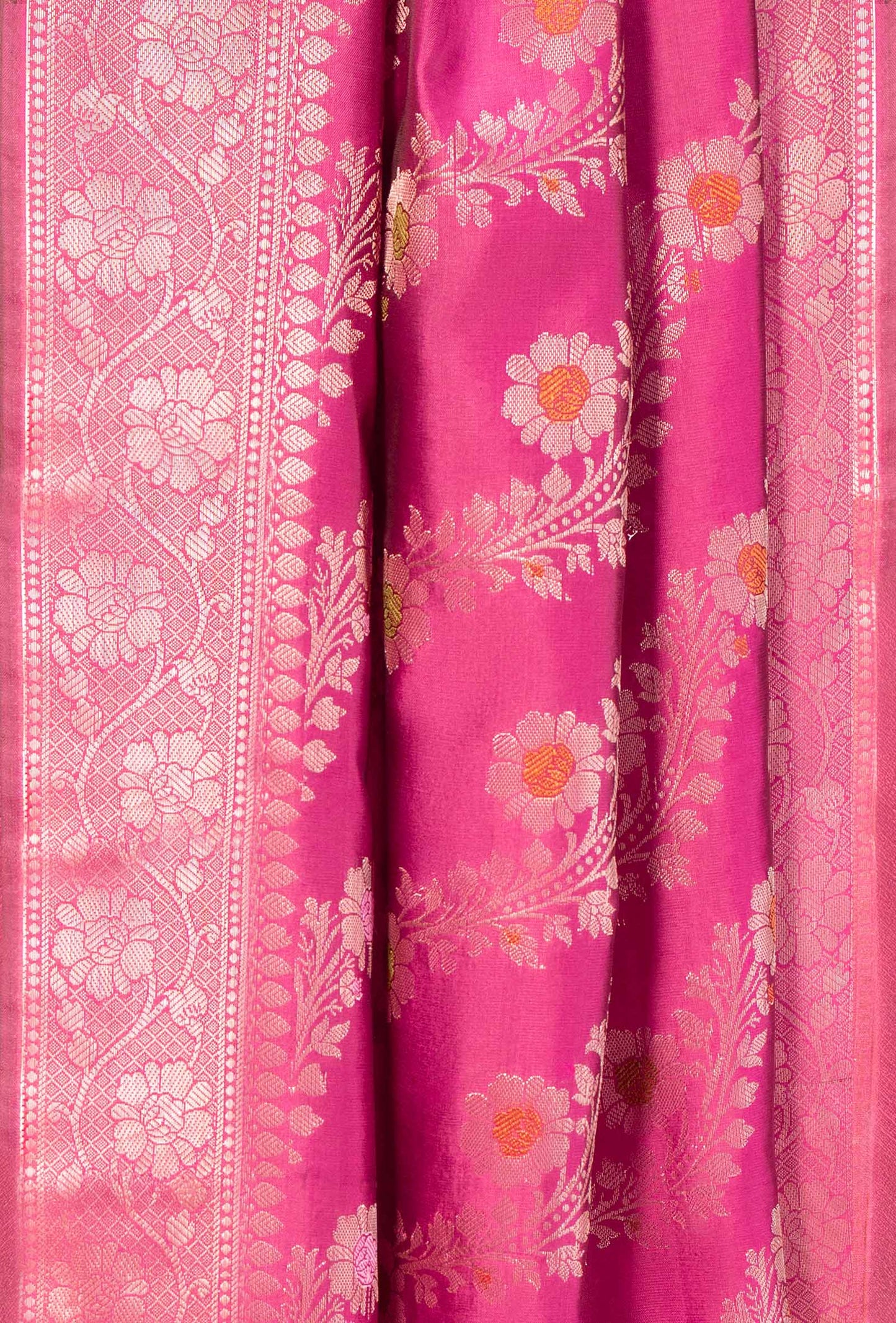 Rani Pink Banarasi Silk 3-Piece Suit Set – Kurta, Pant & Dupatta