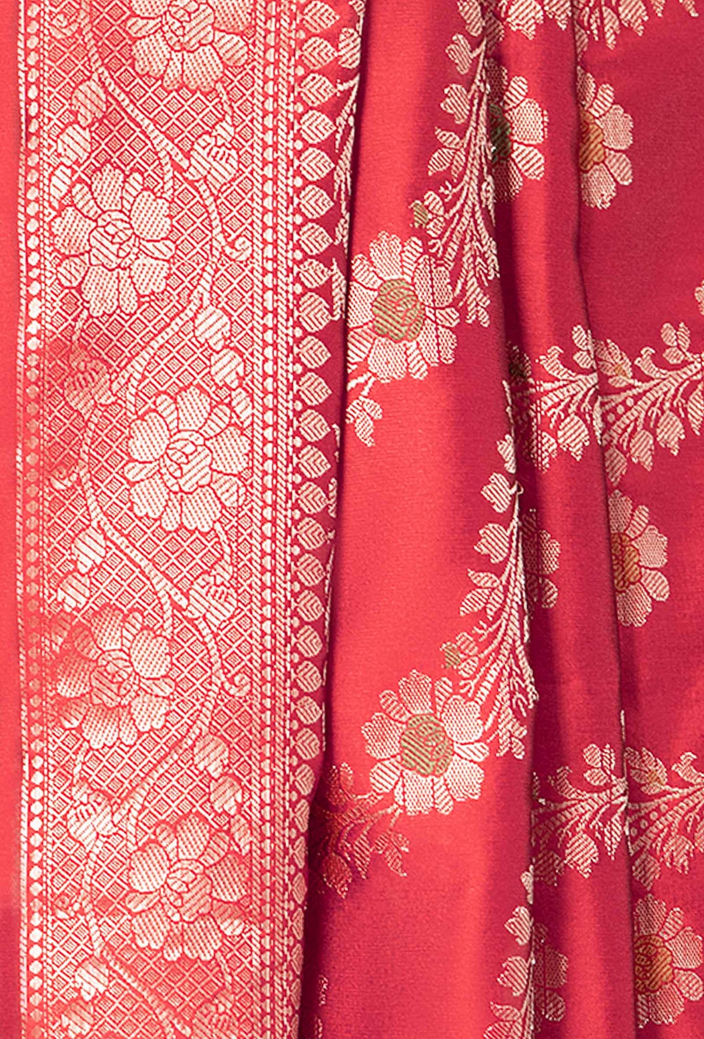 Red Banarasi Silk 3-Piece Suit – Kurta, Pant & Dupatta