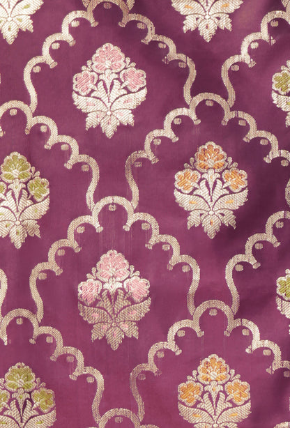 Deep Wine Banarasi Silk Designer Suit Piece