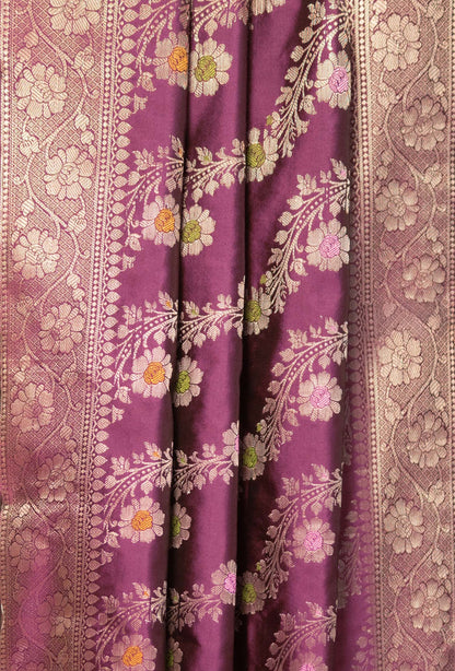 Deep Wine Banarasi Silk Designer Suit Piece