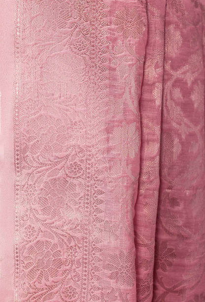 Pink Chanderi Cotton Suit Piece – Kurta, Pant & Dupatta
