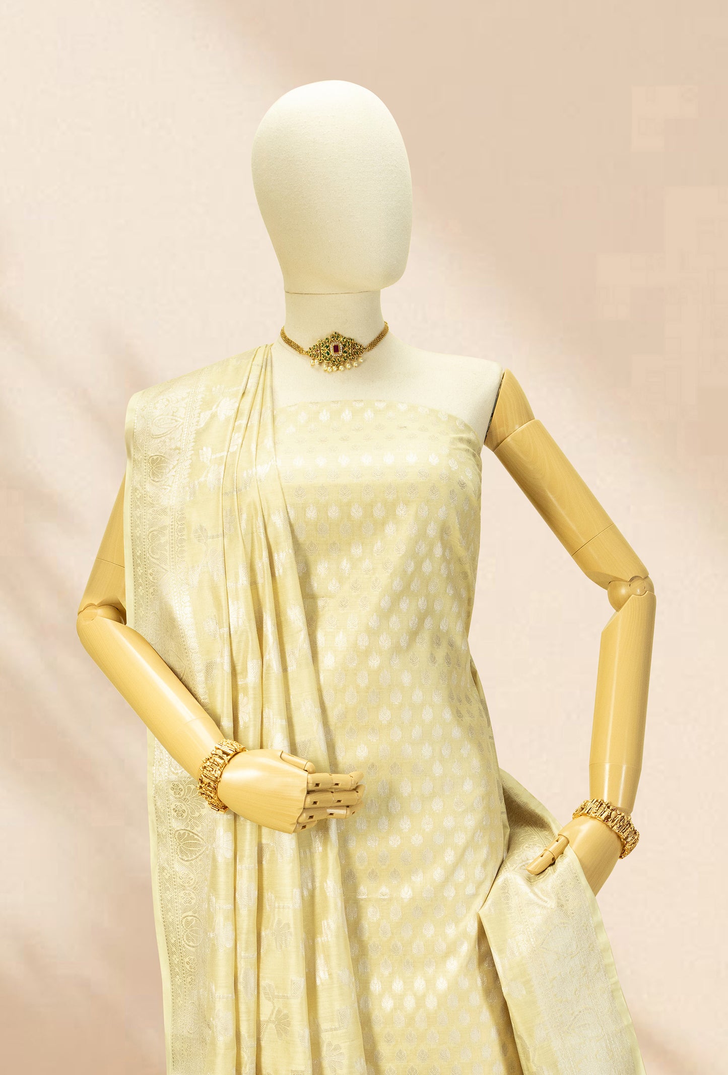 Lemon Radiance Chanderi Banarasi Suit Piece