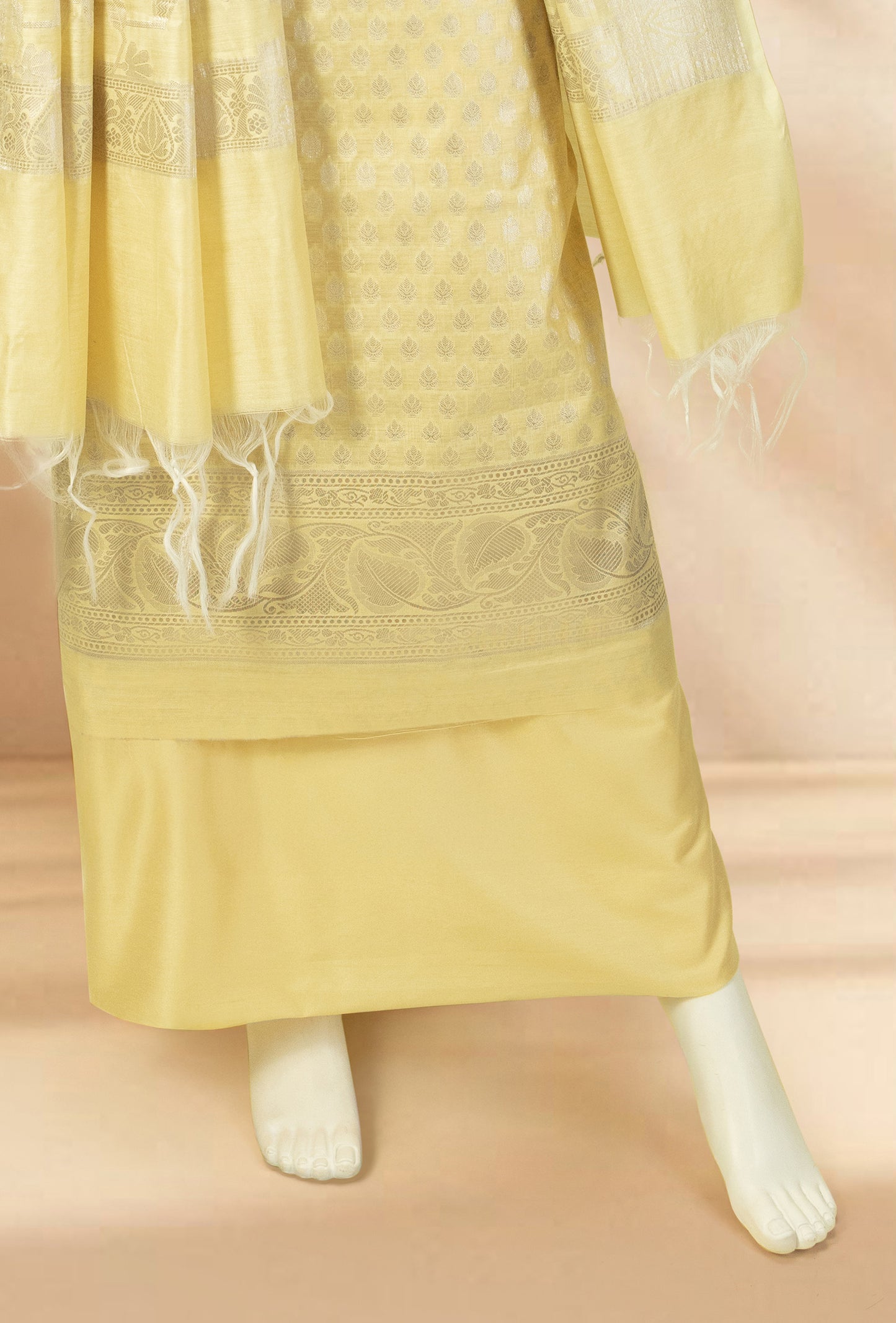 Lemon Radiance Chanderi Banarasi Suit Piece