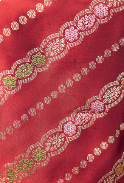 Red Royal Banarasi Silk 3-Piece Suit – Kurta, Pure Silk Pant & Dupatta
