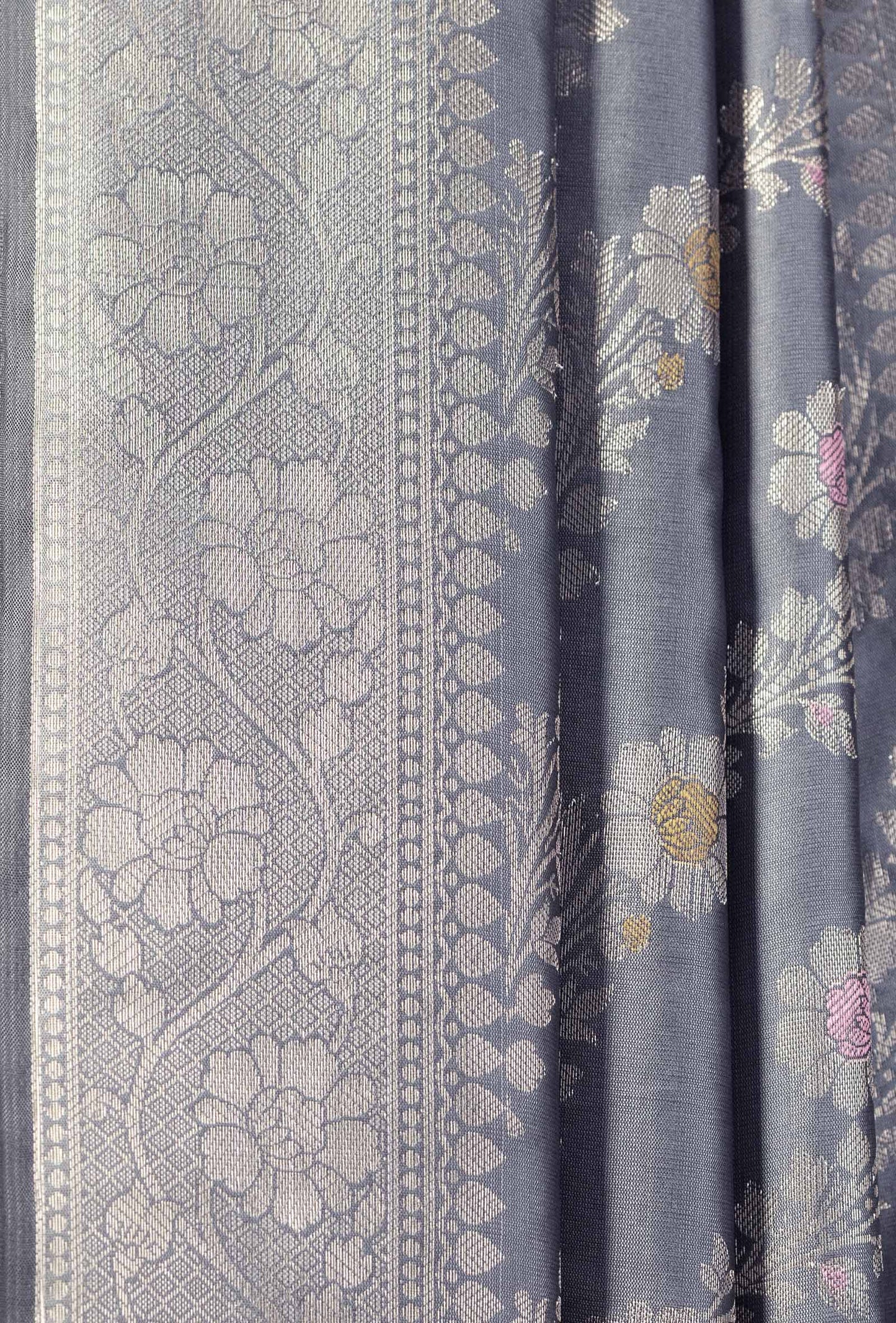 Grey & Green Banarasi Silk 3-Piece Suit Set