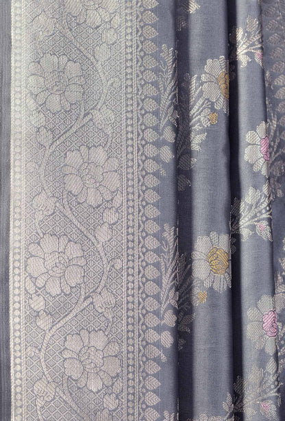 Grey & Green Banarasi Silk 3-Piece Suit Set