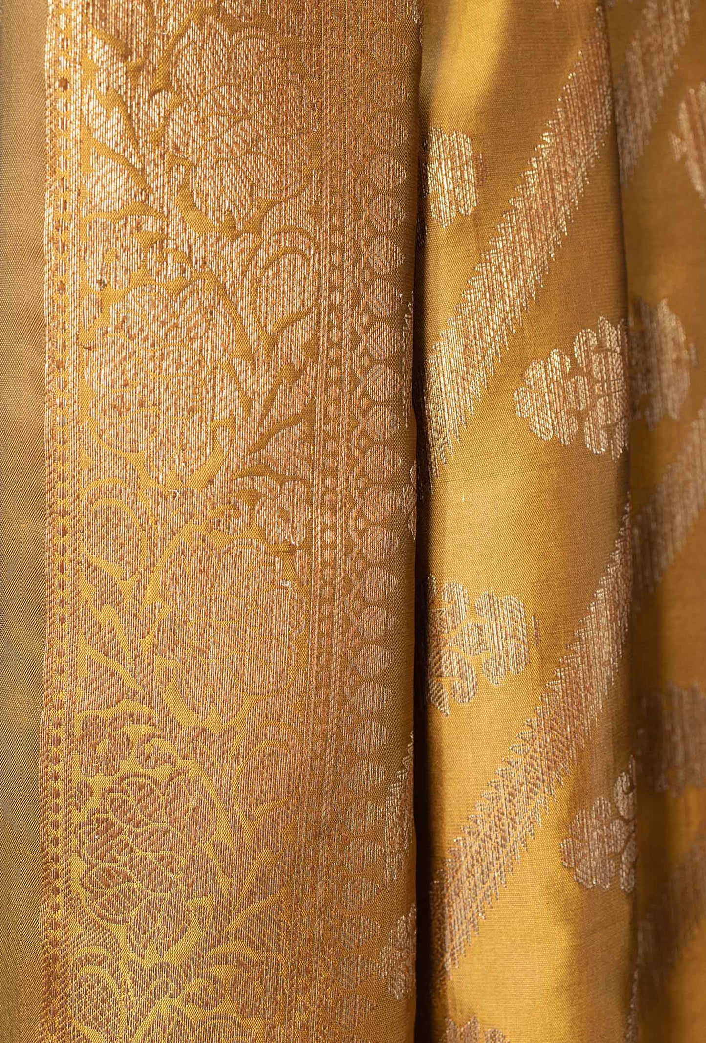 Khaki & Mustard Banarasi Silk Suit Piece