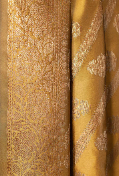 Khaki & Mustard Banarasi Silk Suit Piece