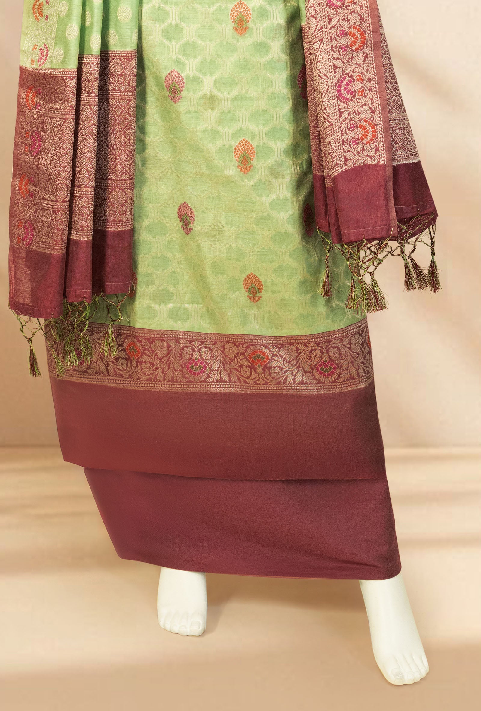 Emerald Bloom Banarasi Chanderi Suit Set