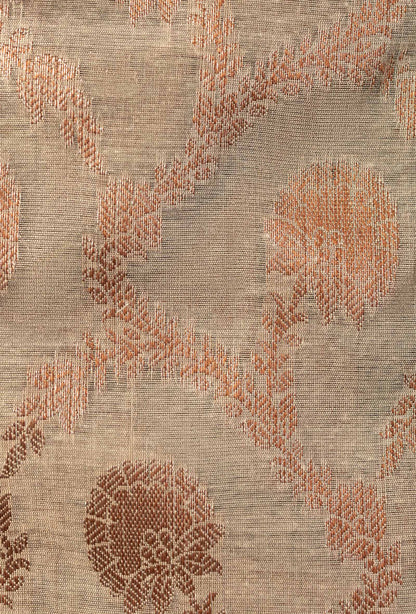 Navy Blue & Khaki Banarasi Silk Suit Set – Kurta, Pure Silk Pant & Dupatta