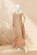 Dusty Brown Chanderi Cotton 3-Piece Suit – Kurta, Pant & Dupatta