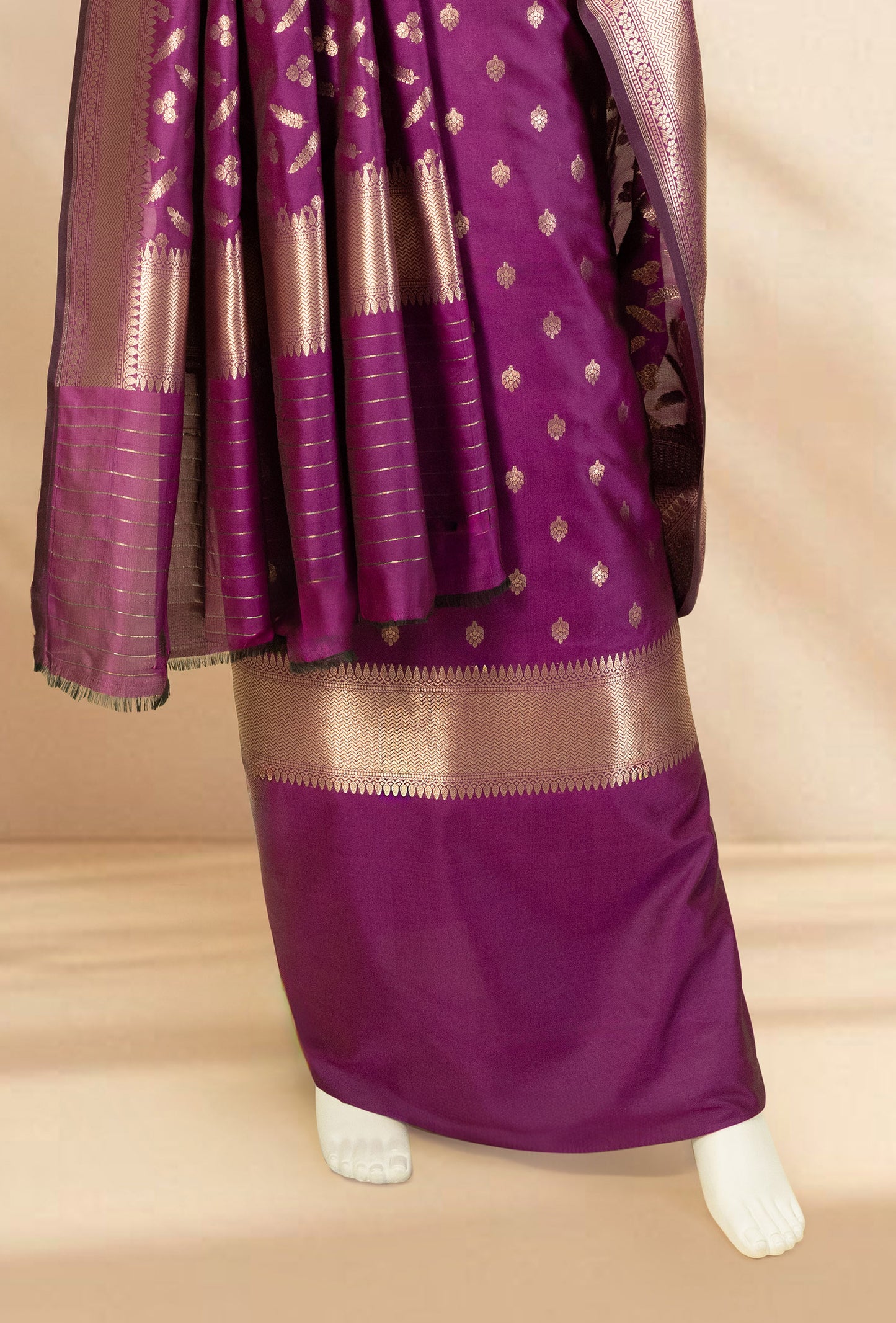 Purple Banarasi Silk 3-Piece Suit – Kurta, Pure Silk Pant & Dupatta