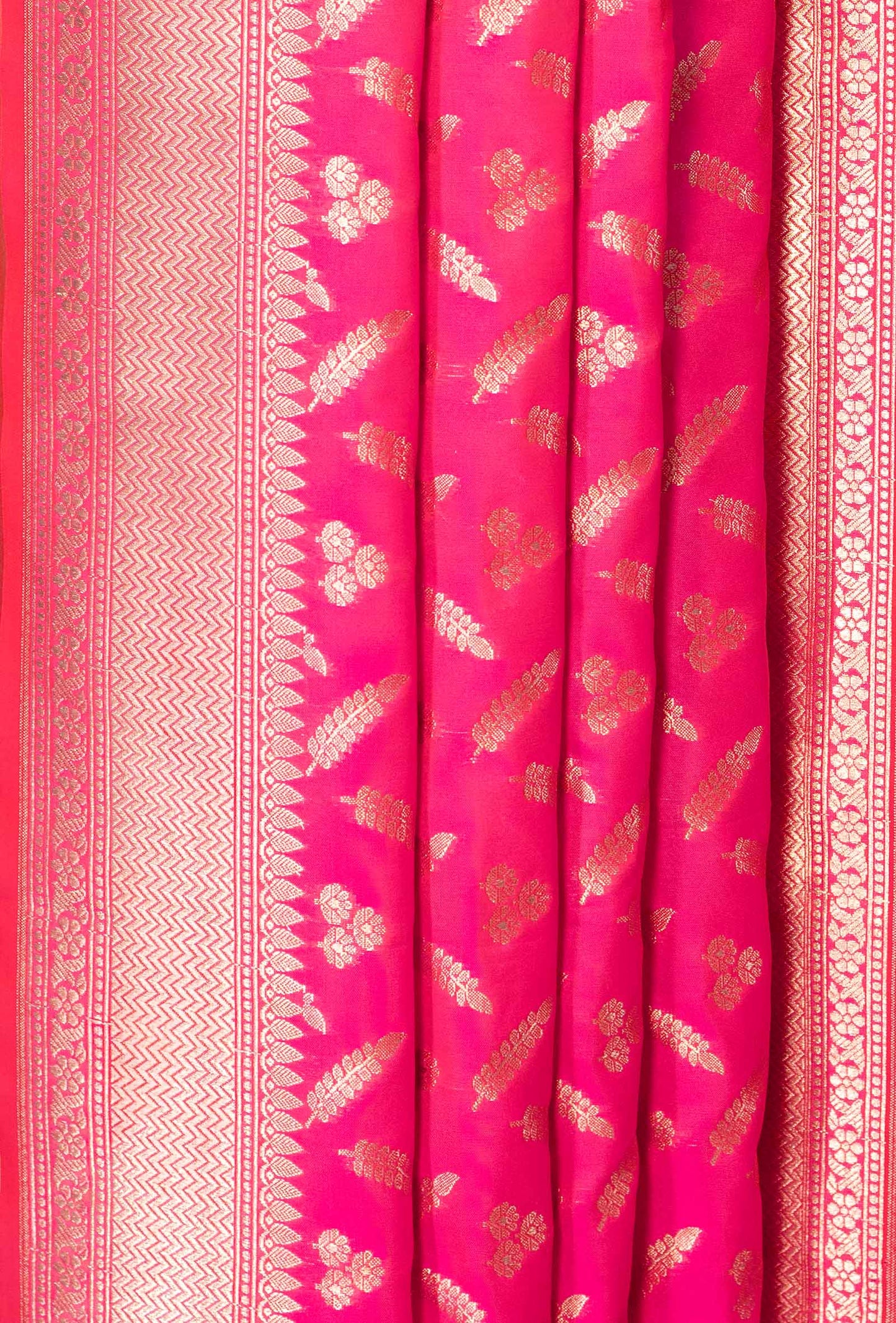 Two Tone Neon Pink Banarasi Silk 3-Piece Suit