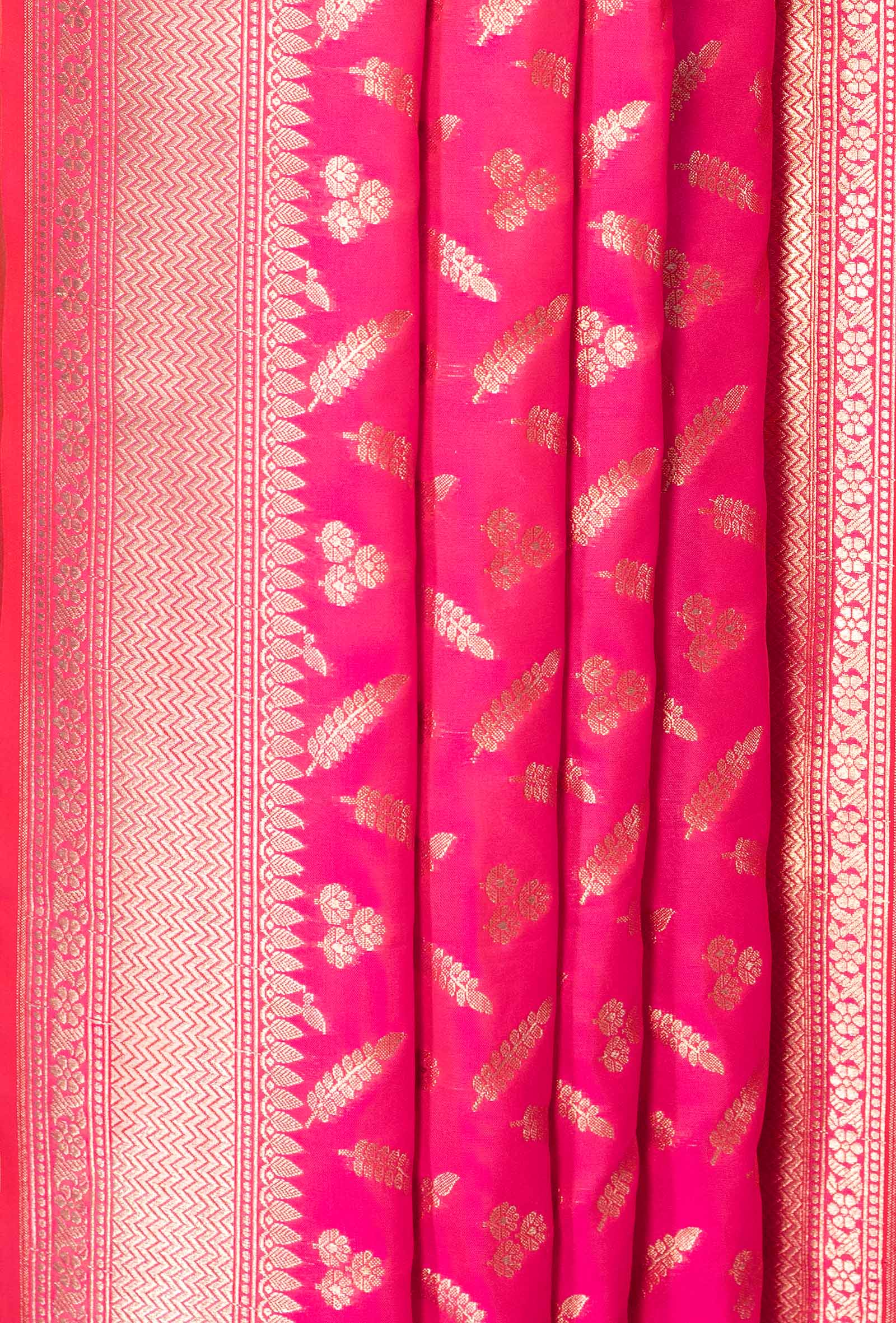 Two Tone Neon Pink Banarasi Silk 3-Piece Suit