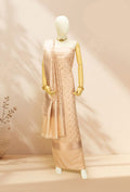 Beige Banarasi Silk Suit Set – Kurta, Pure Silk Pant & Dupatta