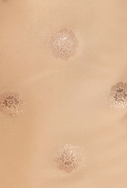 Beige Banarasi Silk Suit Set – Kurta, Pure Silk Pant & Dupatta