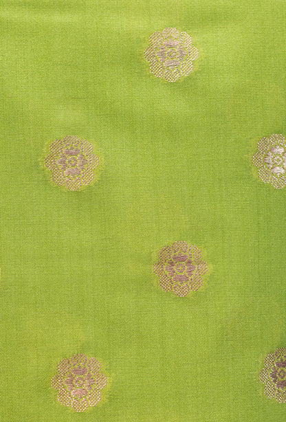 Parrot Green Banarasi Silk 3-Piece Suit – Kurta, Pure Silk Pant & Dupatta