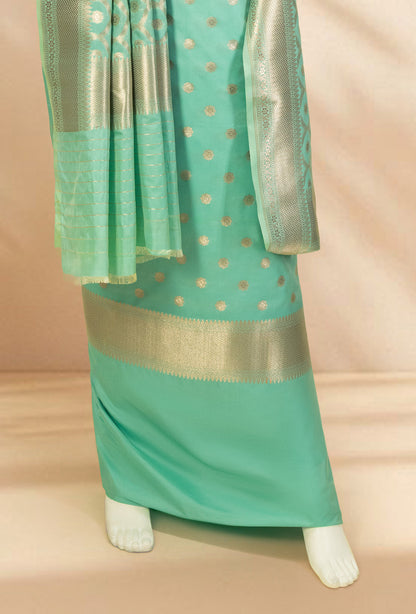 Sea Green Banarasi Silk 3-Piece Suit
