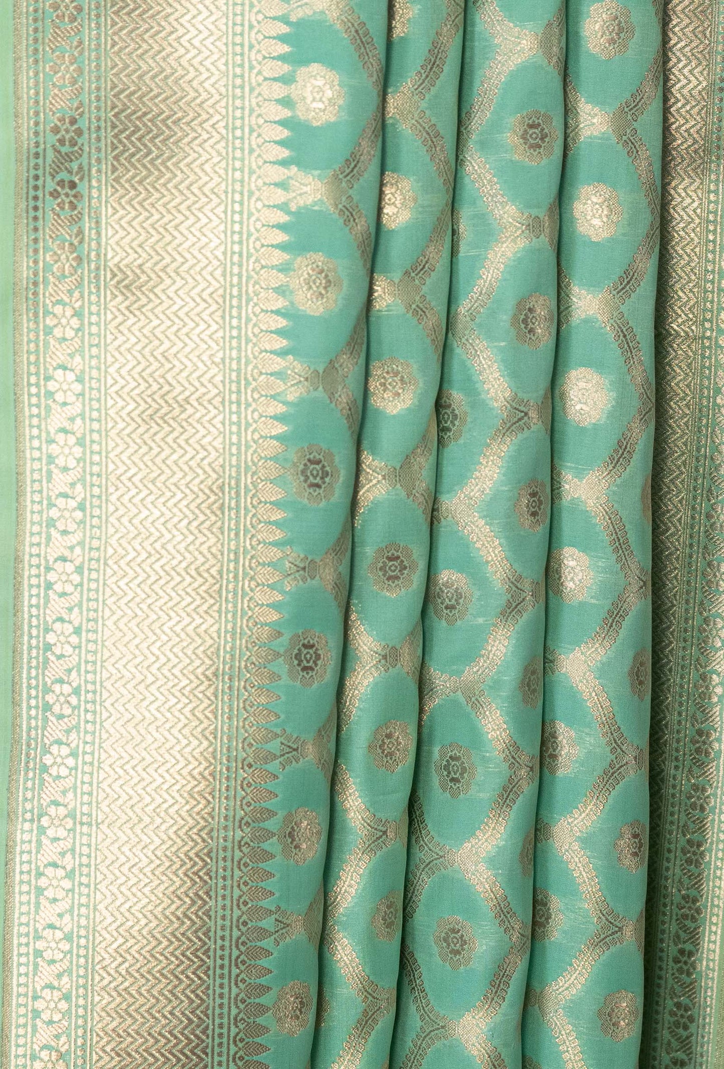 Sea Green Banarasi Silk 3-Piece Suit