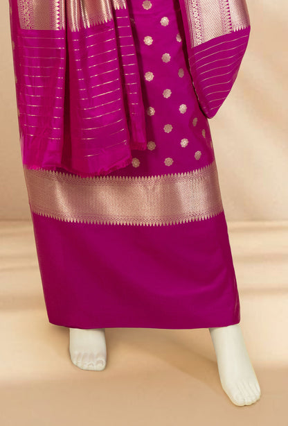 Magenta Pink Banarasi Silk Suit Piece