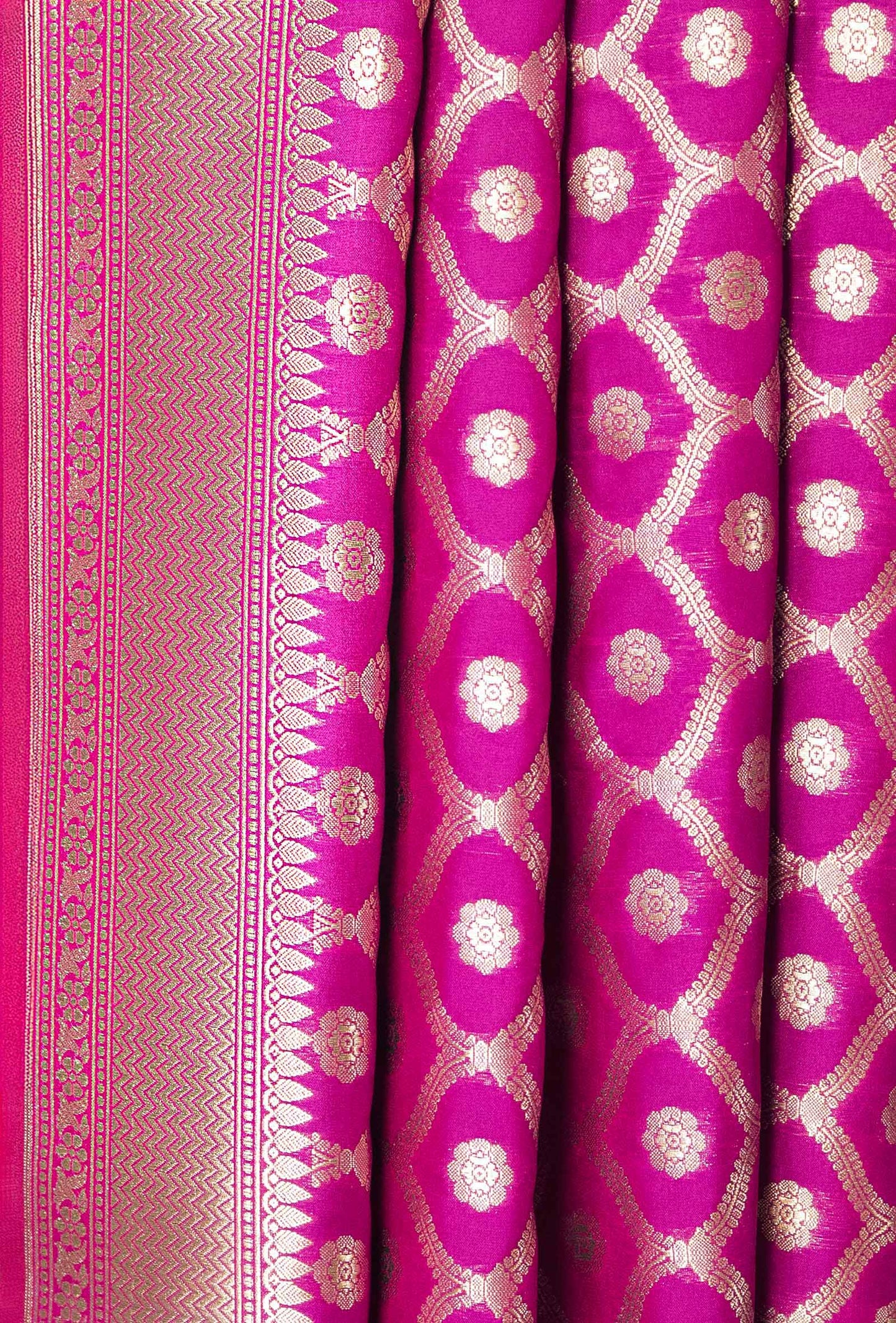 Magenta Pink Banarasi Silk Suit Piece