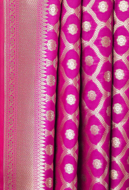 Magenta Pink Banarasi Silk Suit Piece