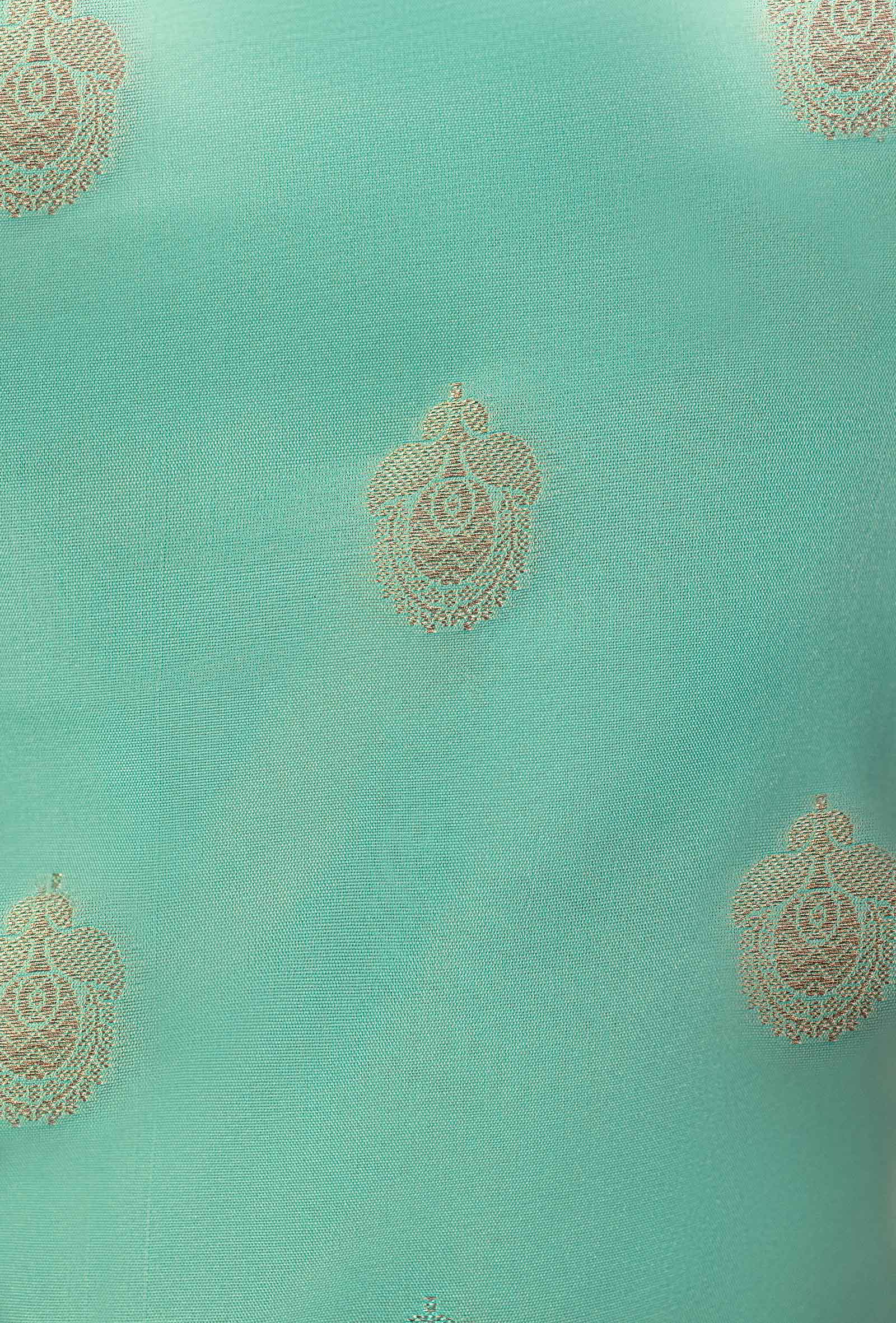 Sea Green Banarasi Silk 3-Piece Suit – Kurta, Pure Silk Pant & Dupatta