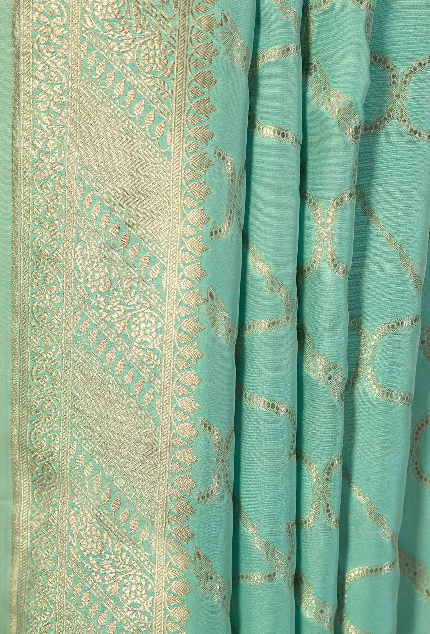 Sea Green Banarasi Silk 3-Piece Suit – Kurta, Pure Silk Pant & Dupatta