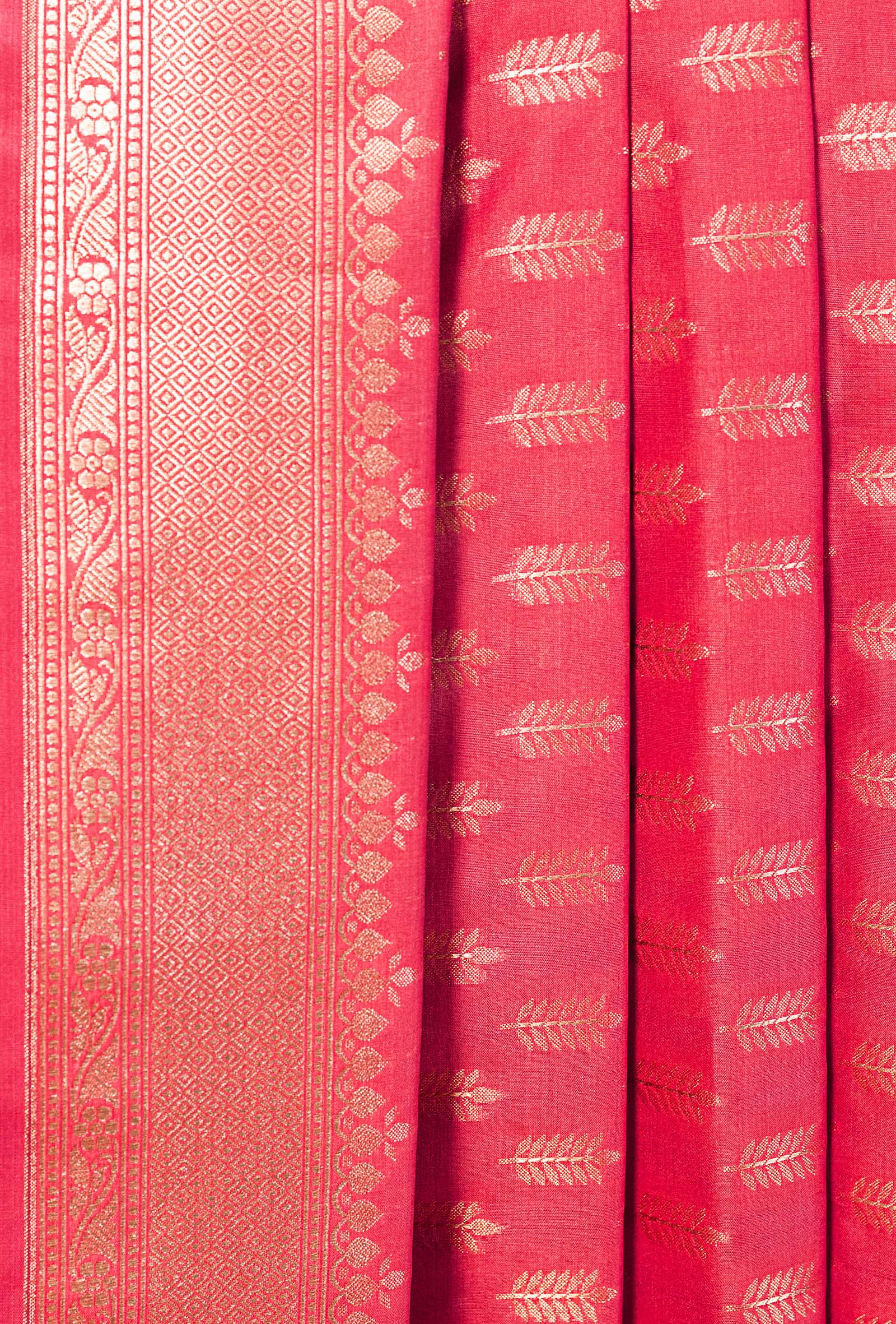 Coral Pink Banarasi Silk 3-Piece Suit – Kurta, Pure Silk Pant & Dupatta