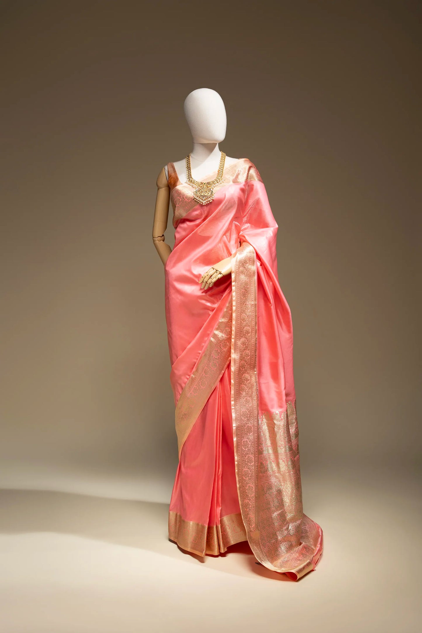Flamingo Pink Katan Silk Saree With Unstitched Blouse