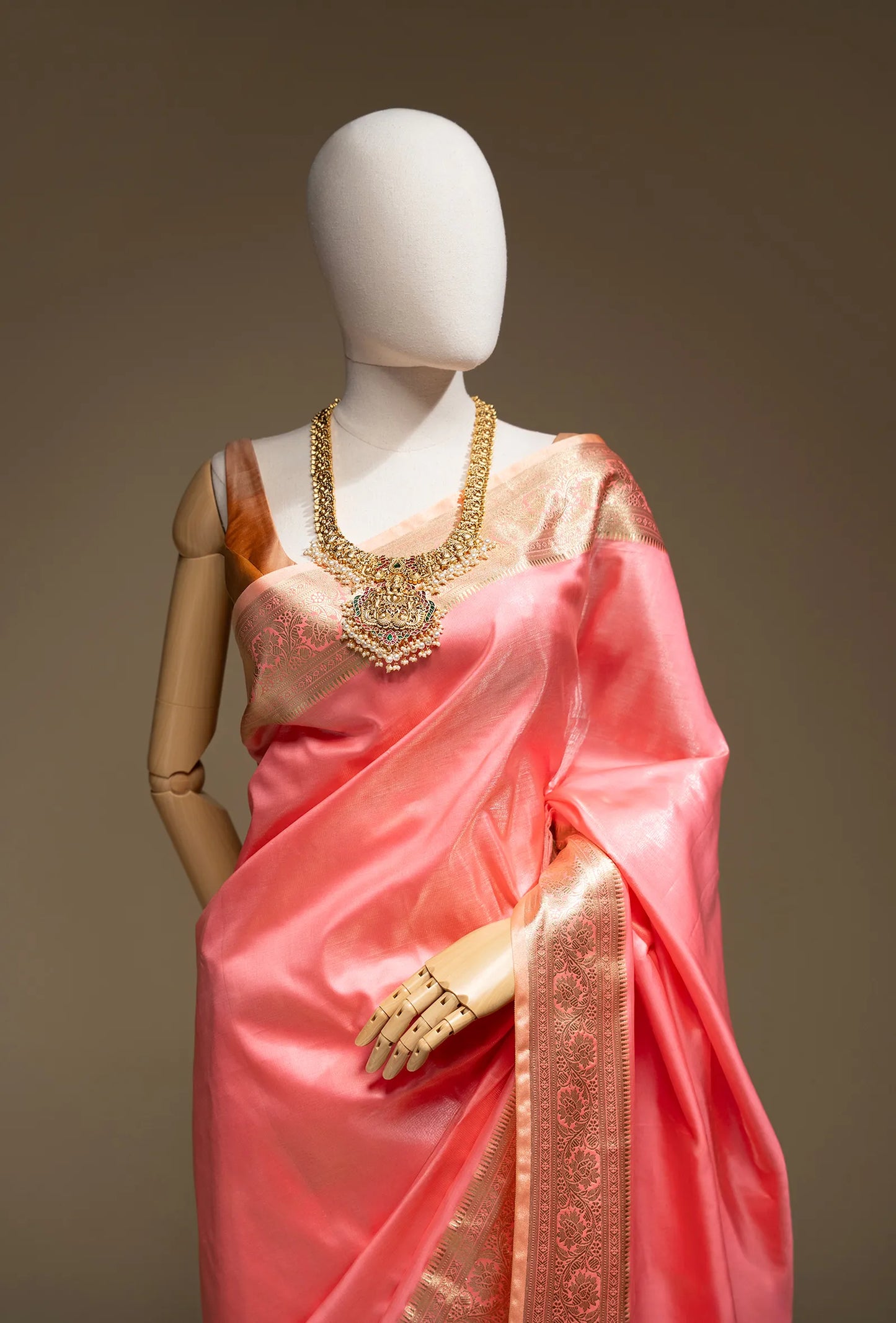 Flamingo Pink Katan Silk Saree With Unstitched Blouse