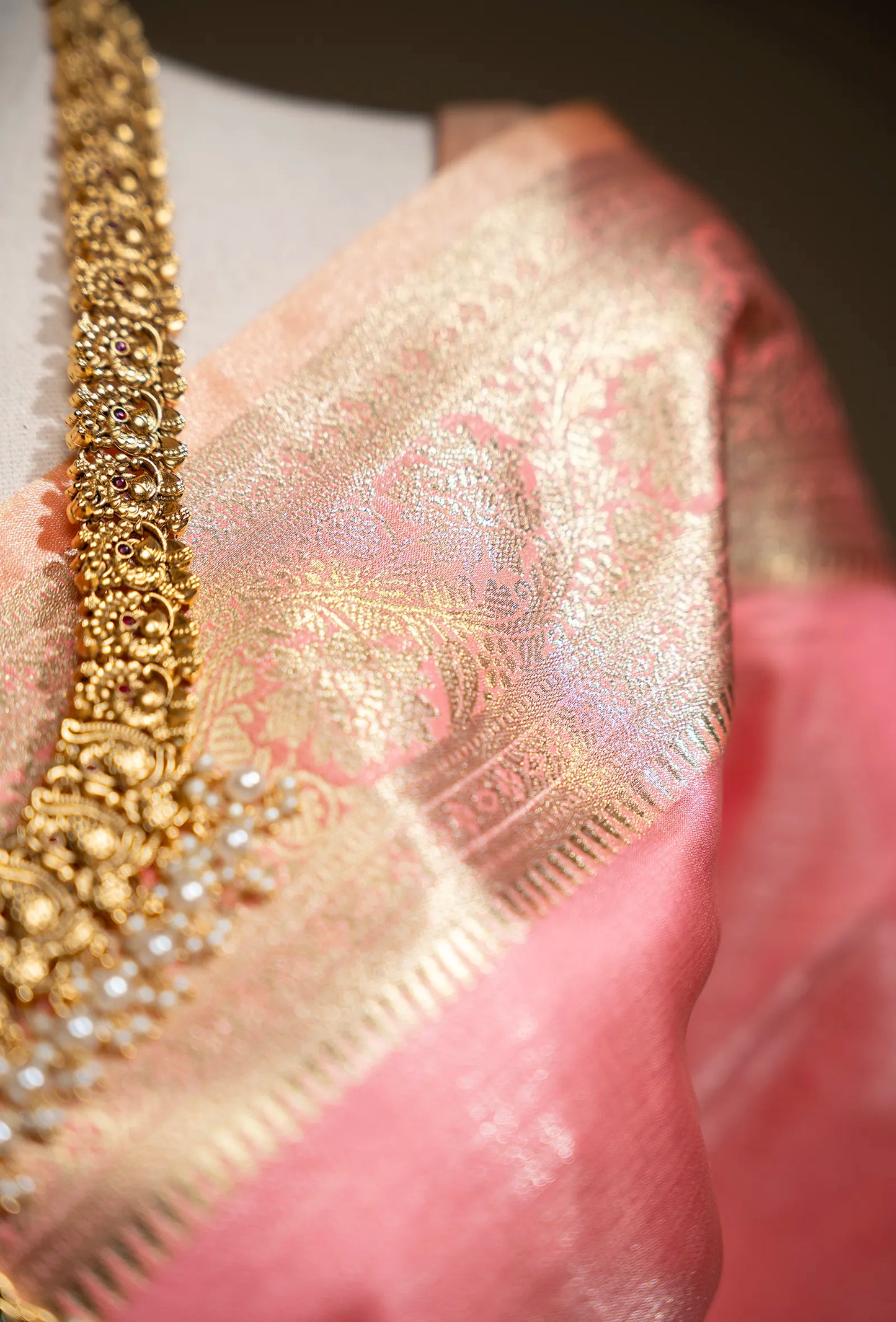 Flamingo Pink Katan Silk Saree With Unstitched Blouse