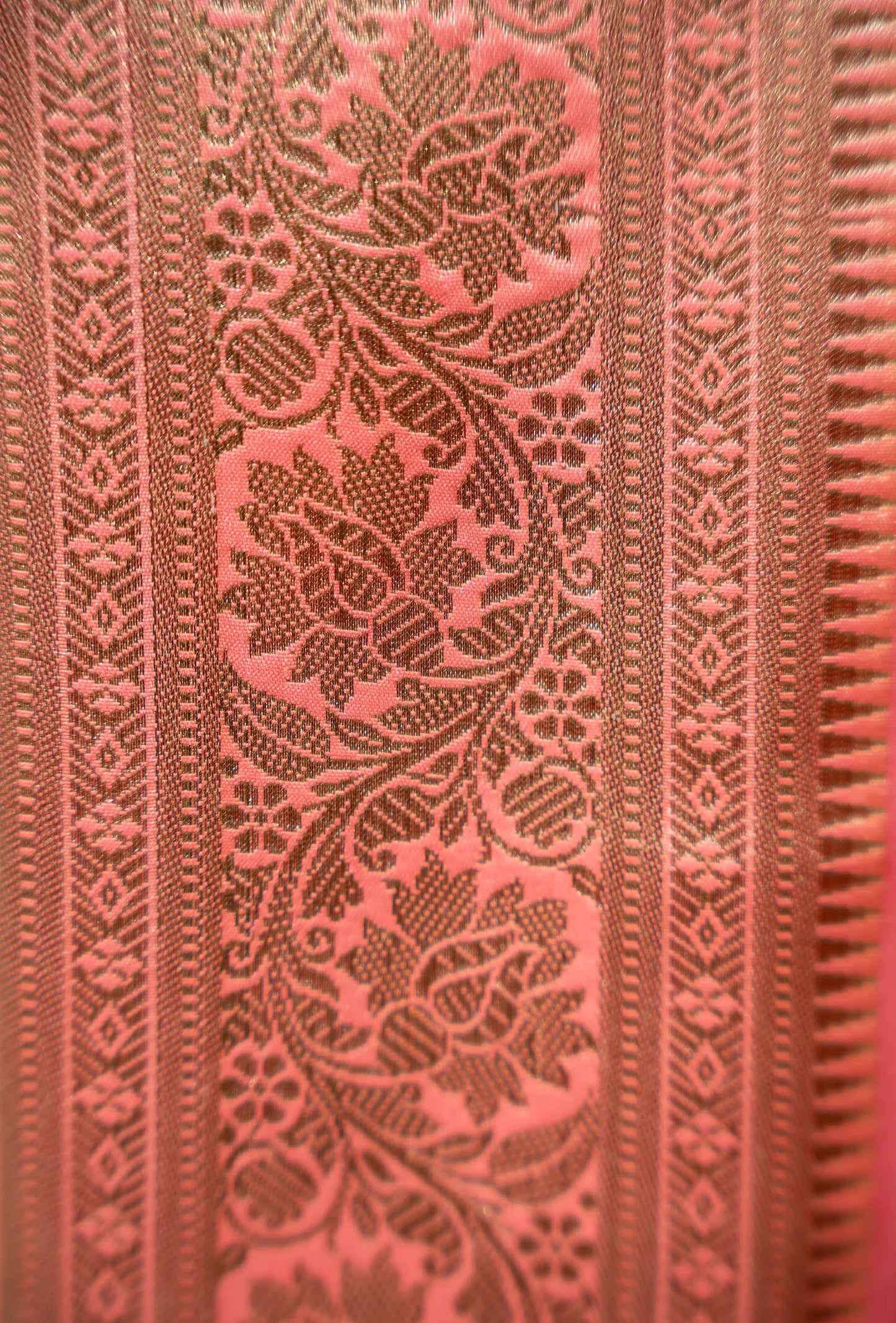 Flamingo Pink Katan Silk Saree With Unstitched Blouse