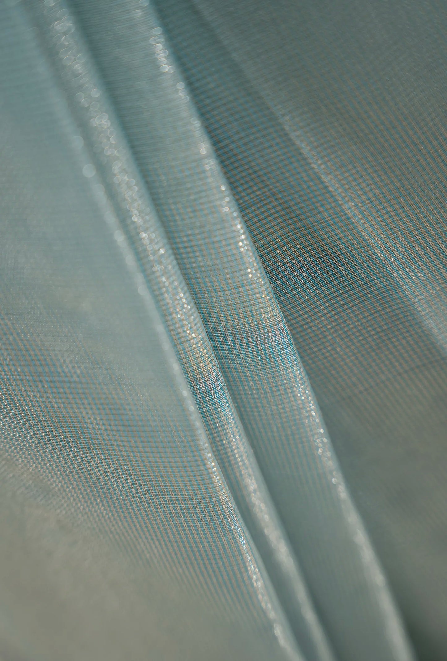 Sky Blue Khadi Tissue Saree With Unstitched Blouse