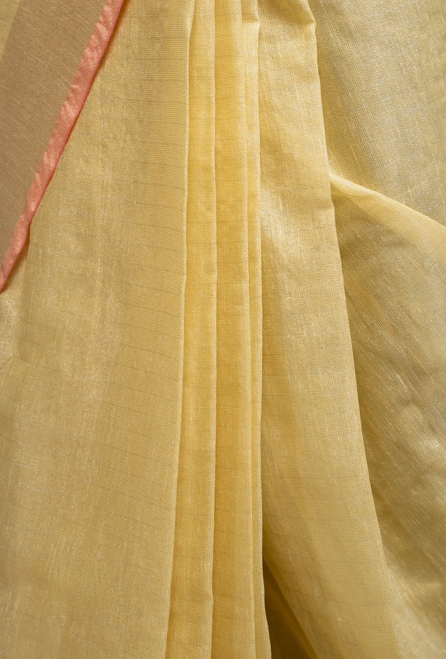 Lime Yellow Khadi Tissue Saree With Unstitched Blouse