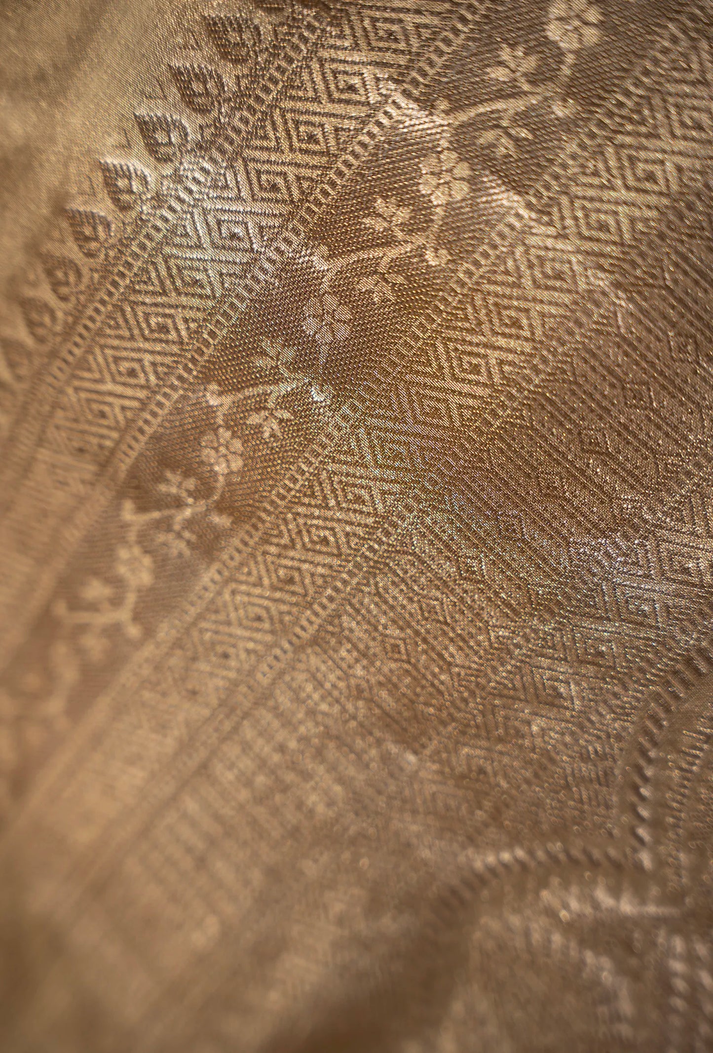 Golden Tissue Silk Mirror Work Saree With Unstitched Blouse