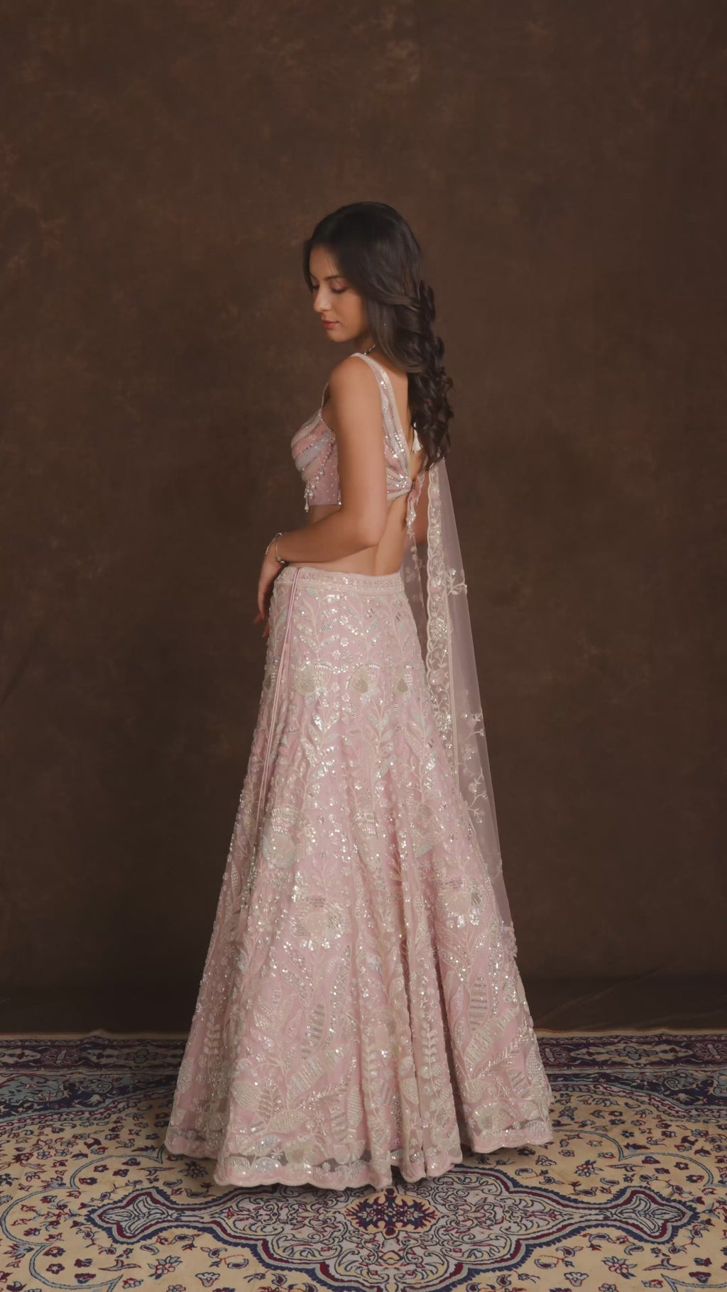Elara Lavender Embroidered Lehenga Set with Pearl Tassels