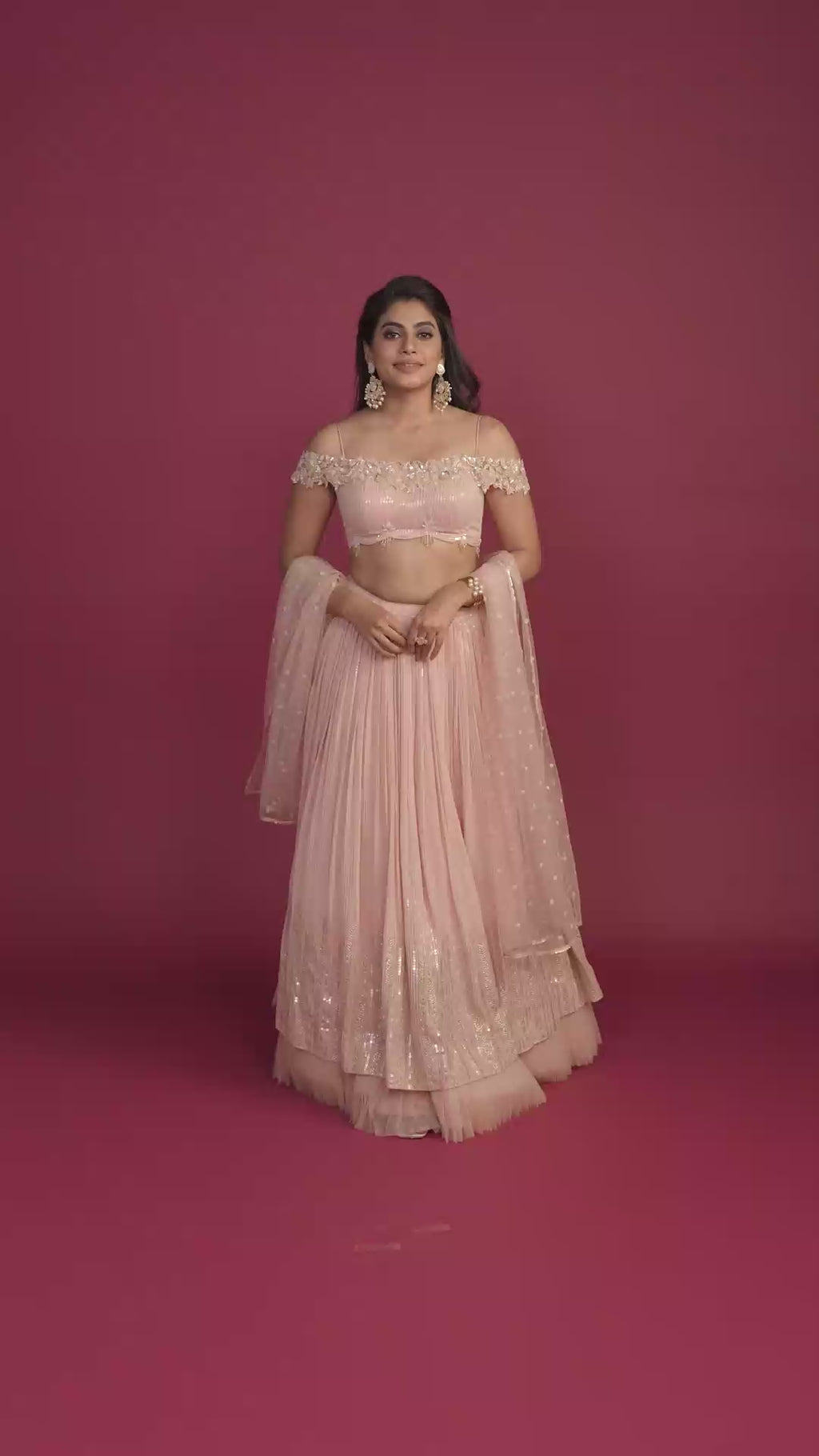 Topaz Peach Cold Shoulder Lehenga Set