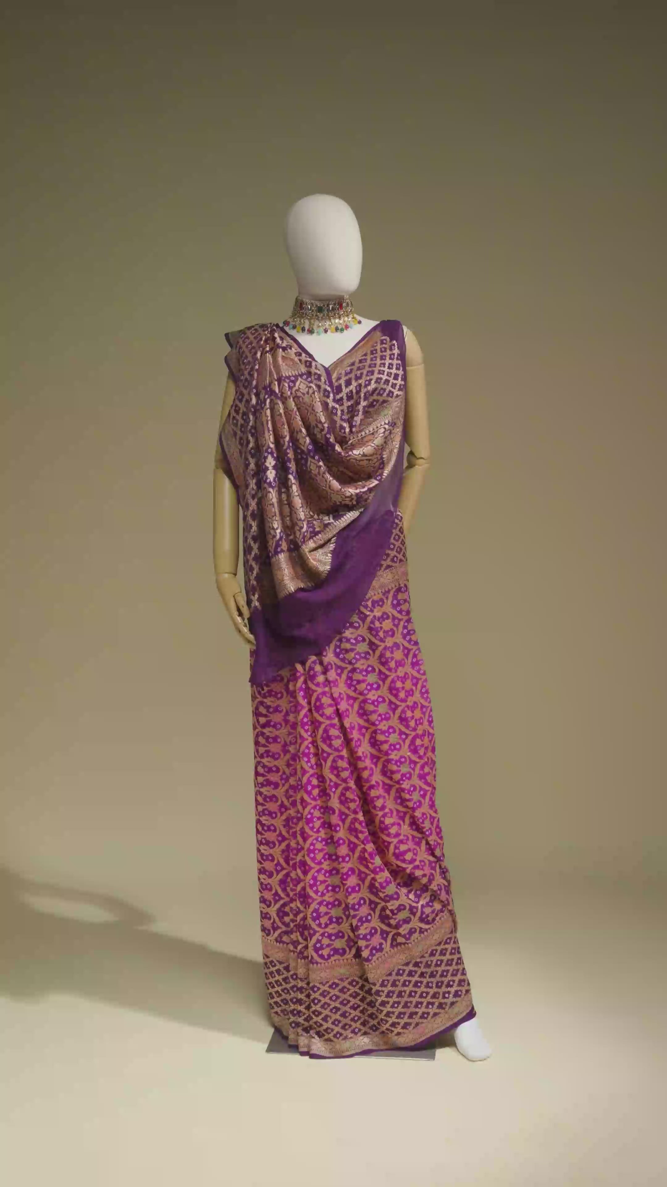 Purple Bandhani Tilfi Khadi Georgette Saree