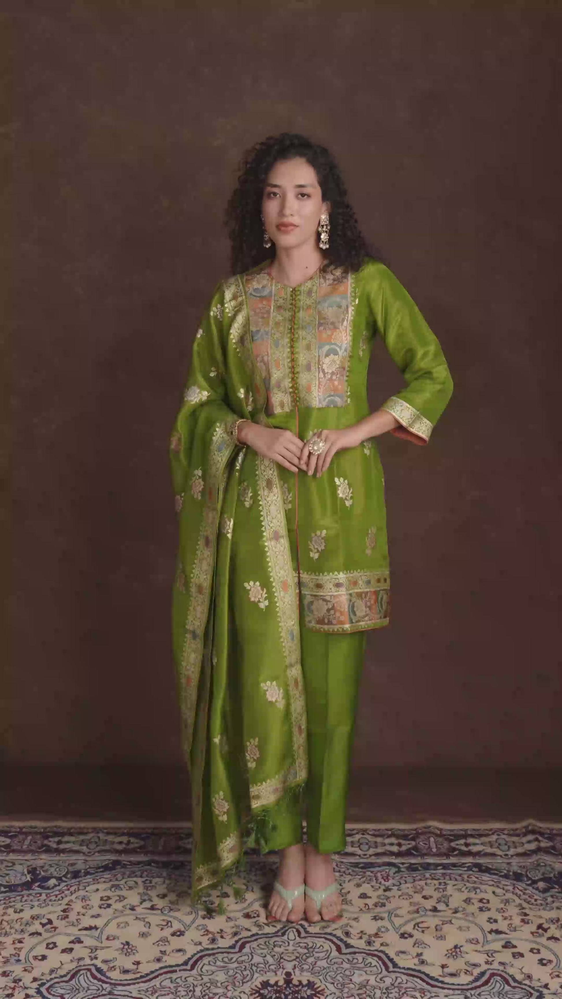 Embroidered Kurta Set with Artisanal Yoke