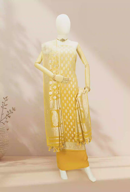 Georgette Kurta Suit Set in Pale Yellow