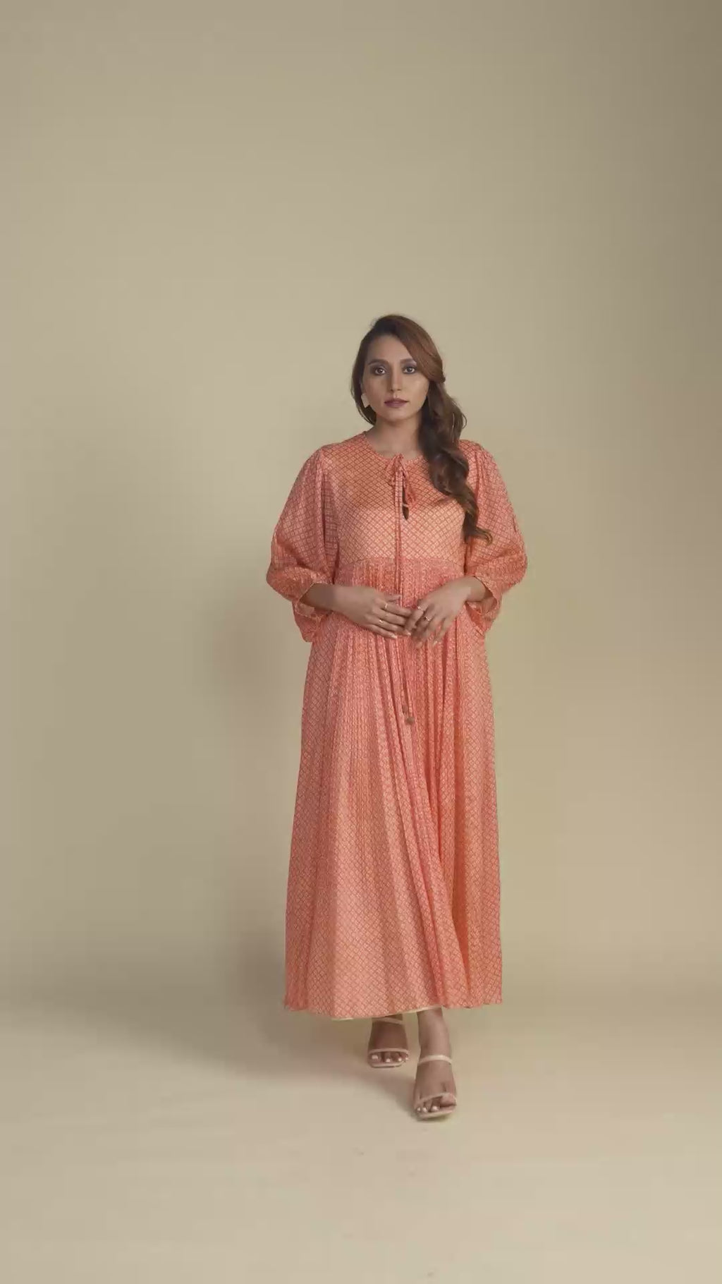Coral Draw String Maxi Dress