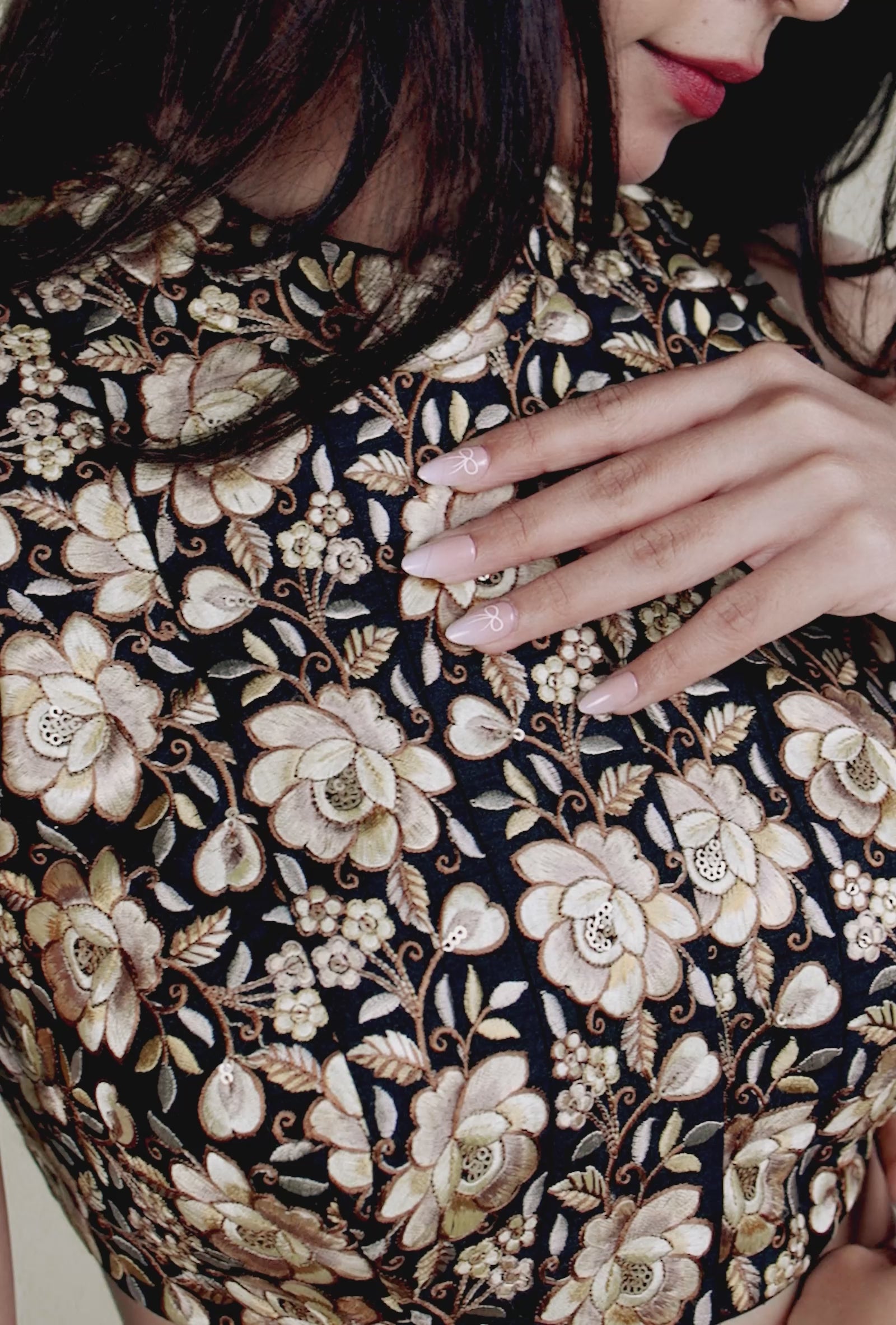 Black Floral Heavy Embroidery Blouse