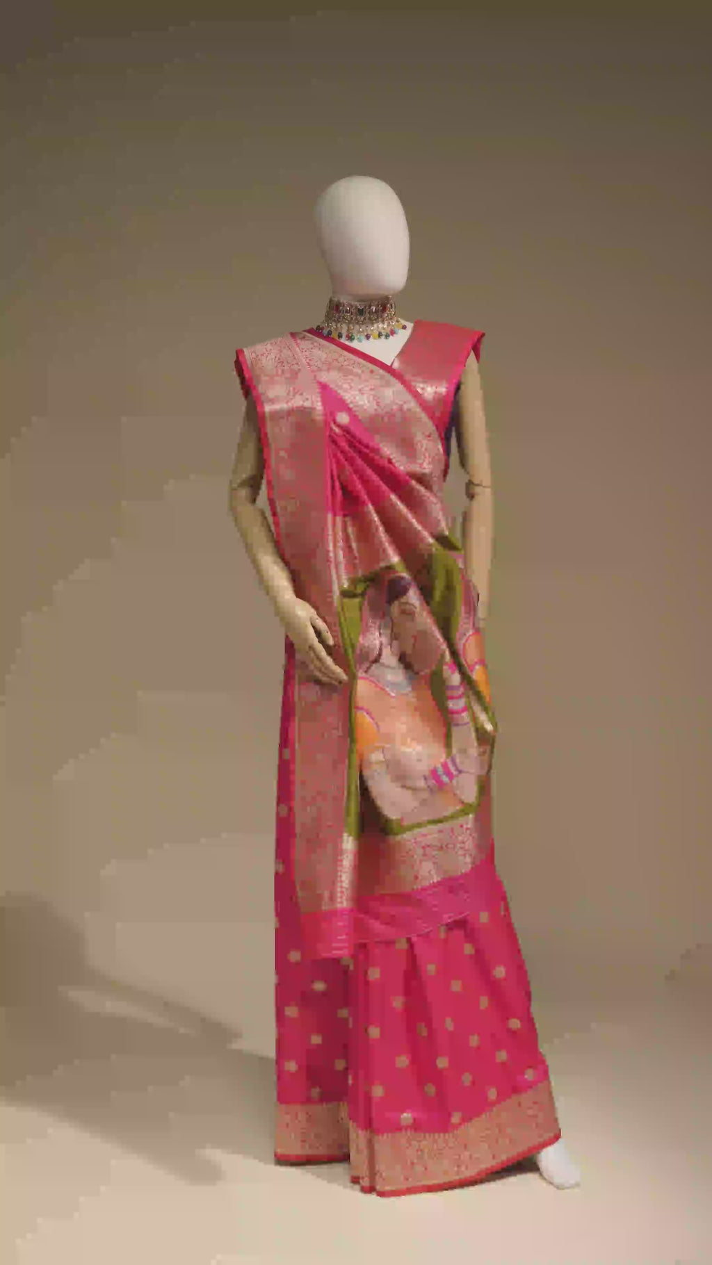 Rani Pink Artisanal Kalamkari Bridal Silk Saree