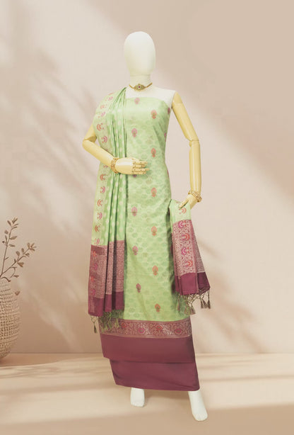 Emerald Bloom Banarasi Chanderi Suit Set